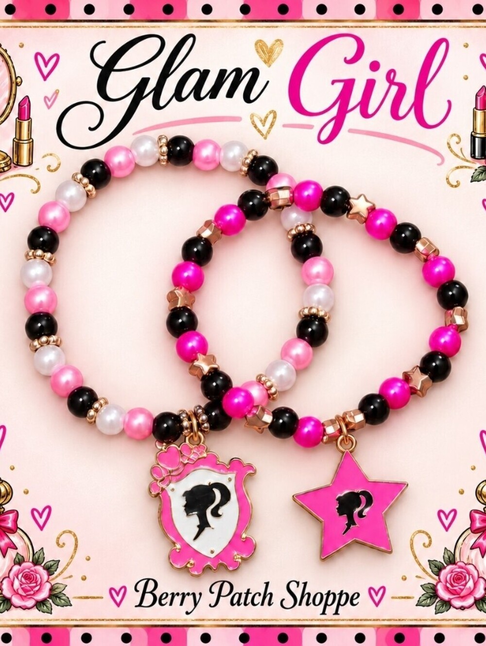BBarbie Glam Girls Stackable Bead Bracelet Jewelry Set